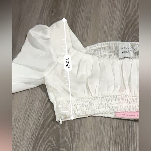 Hello Molly White Long Sleeve Cropped Smocked Peasant Prairie Top Size 8 NWT - Picture 10 of 10